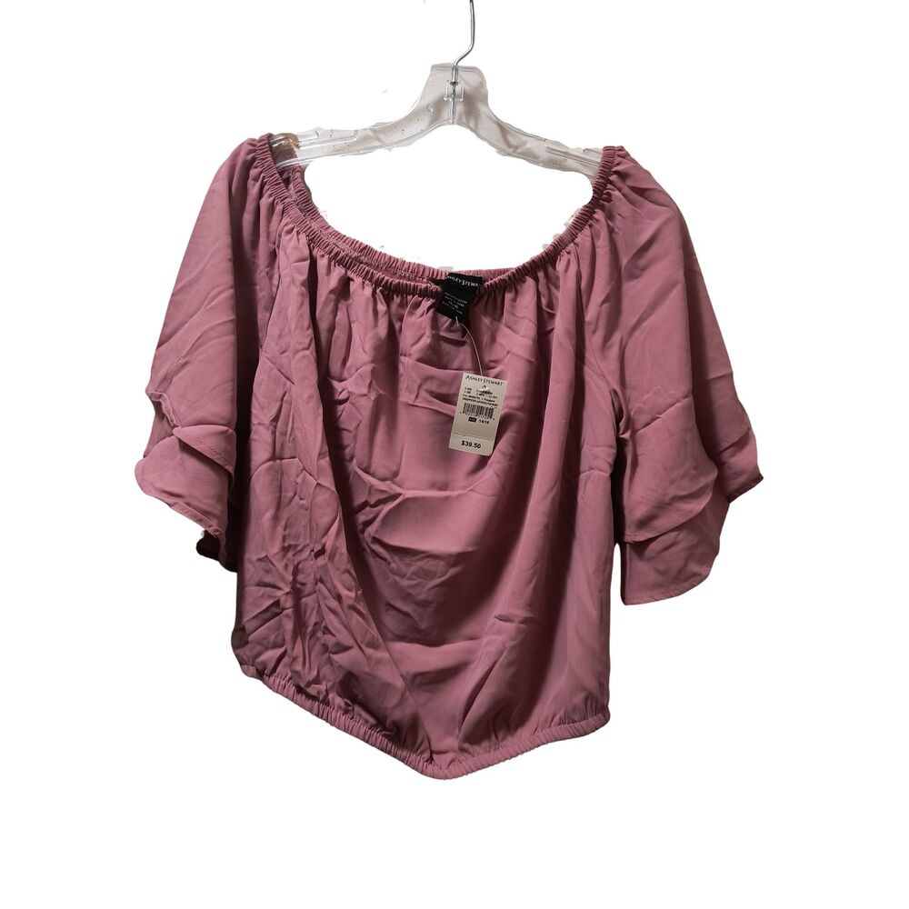 Ashley Stewart Off the Shoulder Crop Top Women’s 14/16 Pink Mauve Blouse